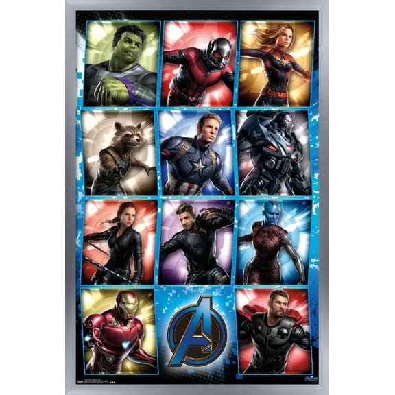 Marvel Cinematic Universe - Avengers - Endgame - Grid Wall Poster, 14.725" x 22.375", Framed