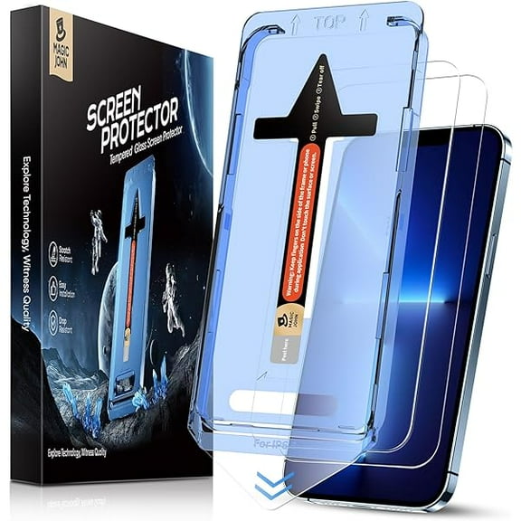 2 Pack for iPhone 13 Pro Max/iPhone 14 Plus 6.7 inch Tempered Glass Screen Protector, Auto Dust-Elimination Installation, Bubble Free, HD Clear, Easy Installation