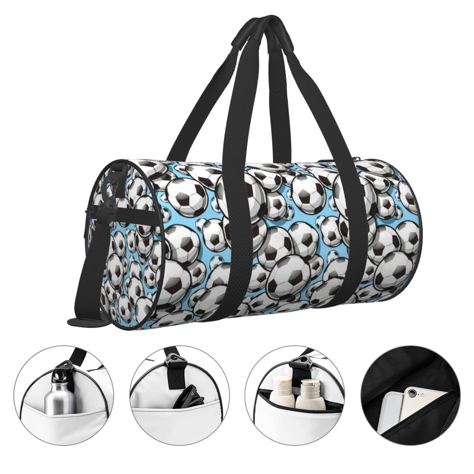 Vsdgher Football Soccer Ball 45L Foldable Duffel Bag, Sports Gym Bag,Overnight Bag, Portable Weekender Bag for Airplanes
