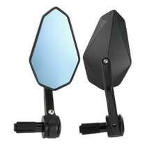 Unique Bargains 1 Set Motorcycle Rear View Mirrors Universal Aluminum Alloy Blue Glass Bar End Side Mirrors Mount Black Rhombus C Shape