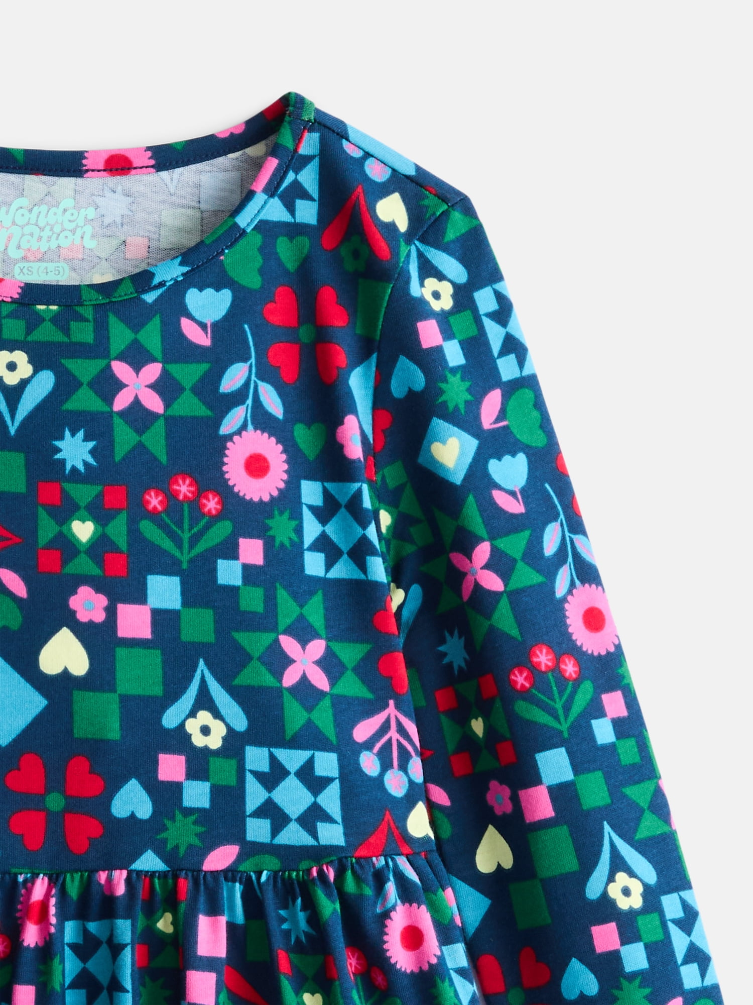 Wonder Nation Girls Long Sleeve Play Dress, Sizes XS-XXL