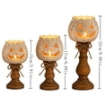 thumbnail image 1 of Byndra Fall White Pumpkin Candle Holder, Distressed Wood Pedestal Tealight Stand with Scalloped Rim, Vintage Thanksgiving Table Decor for Mantel, Dining Table, Entryway, 1 of 3