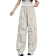 thumbnail image 2 of Auroural Girls Cargo Pants Size 12 Long Children's Solid Color Elastic Waist Multi Pockets Casual Sports Overalls Pants Kids Streetwear Trousers, 2 of 8