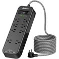 thumbnail image 1 of Surge Protector Power Strip, 2700Joules 6FT Braided Long Extension Cord with 8-Outlet/3-USB Charging Ports, 1875W/15A Overload Protection for Home Office, 1 of 4