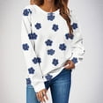 thumbnail image 2 of ClodeEU Women's Floral Print Long Sleeve Sweatshirts ,Casual Crew Neck Loose Going Out Pullover Tops White,Womens Plus XXL, 2 of 7