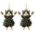thumbnail image 1 of Gato navideño en árbol de Navidad Adorno colgante acrílico 2D Charm para espejo retrovisor del coche Regalos navideños para amantes de los gatos, 1 of 7