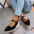 thumbnail image 4 of Modisza Pointed Closed Toe Wedge Sandals for Women Casual Slingback Suede Espadrilles Slip on Walking Shoes for Ladies Work size 6.5 Black, 4 of 7