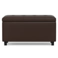 thumbnail image 3 of Cosmopolitan 34 in. W Rectangle Storage Ottoman in Chocolate Brown Faux Leather, 3 of 13