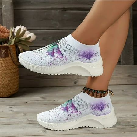 XDDST Womens Flats Comfortable Dressy Foreign Trade New Flying Weaving Mesh Breathable Women s Shoes Round Head Soft Bottom Breathable Sneakers White