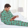 thumbnail image 6 of Fotbe Cartoon Lobsters 4 Pattern Long Sleeve Pajama Set for Men,Sleepwear Set,2-piece Loungewear Set,Soft PJs Comfy Nightwear with Pockets-Large, 6 of 7