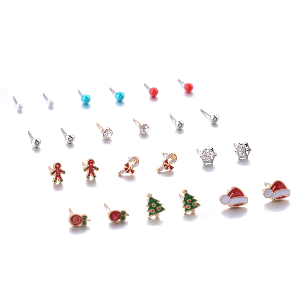 Chowcencen 12 Paire/Set de Noël de Style dormeuses Oreille Pin Simple de Conception des Femmes en Alliage Ear Stud Kit Jewelries 