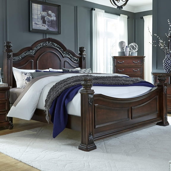 Messina Estates Dark Brown King Poster Bed