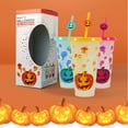 thumbnail image 4 of Pumpkin Thermochromic Water Cup Three-Piece Set,Halloween Pumpkin Color Changing Cup Set Halloween Cool Color Changing Plastic Water Cup Three Piece Set Funny Pumpkin Cover Strawes Plastic Cup, 4 of 9