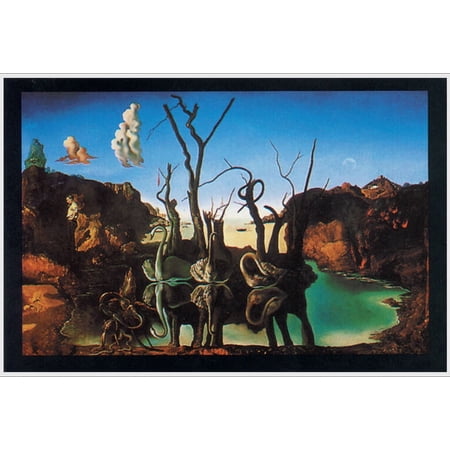 Dali - Swans Reflecting Elephants Poster - 36.5" x 24.5" Laminated