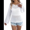thumbnail image 2 of Suéter Holgado Informal de Larga con Crochet para Mujer, Top de Punto Calado. L, 2 of 10