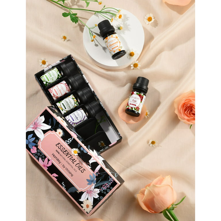 Floral Essential Oil Set, Pure and Natural Essential Oils, Rose, Cherry  Blossom, Lavender, Gardenia, Ylang Ylang, Chamomile, Essential Oils for