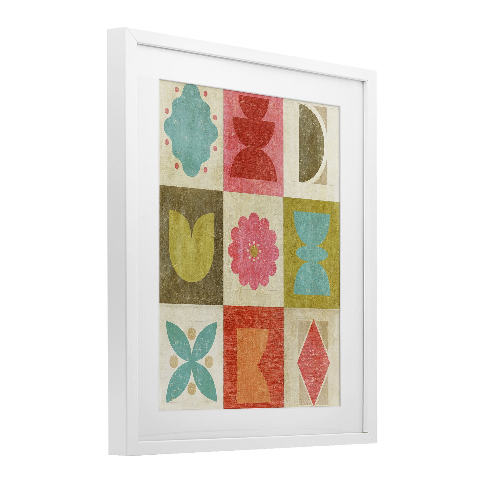 Stupell Industries Happy Dance Geometrics White Framed Print Under Glass, design by Suzanne Nicoll