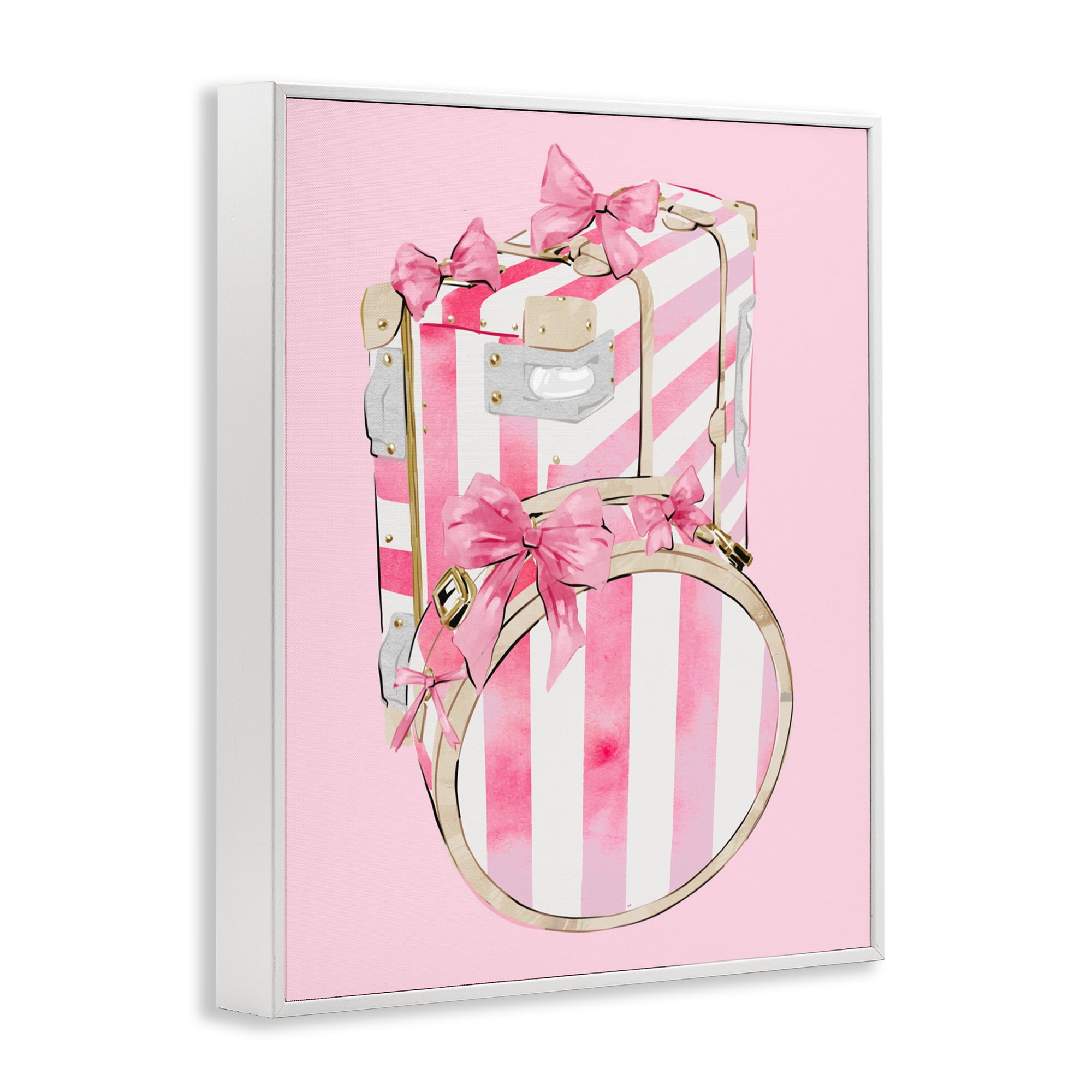 Pastel Stripe Luggage White Framed Giclee Art, design by Ziwei Li