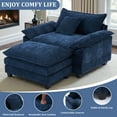 thumbnail image 3 of Gexpusm 40" Chenille Accent Chair with Ottoman - Ultra-Comfy Single Sofa Chair for Living Room, Bedroom & Apartment, Dark Blue, Ideal for Reading and Relaxing, 3 of 7