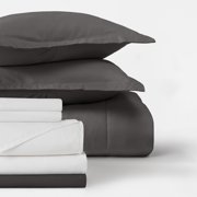 8-Piece Bedding Bundle with Comforter Set, Bed Sheets & Bed Skirt in Gray Ultra Soft Microfiber for Twin Size Beds