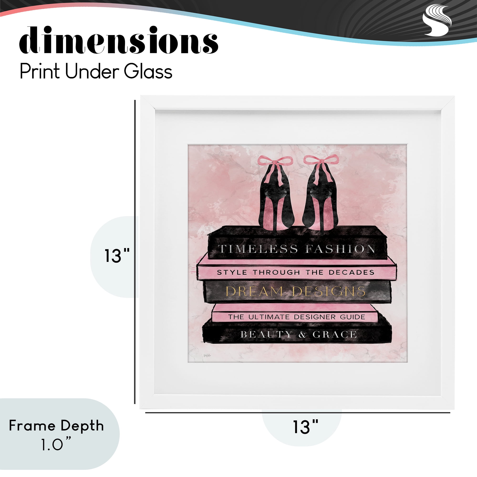 Stupell Industries Blush Fashion Book Stack White Framed Print Under Glass, design by Natalie Carpentieri