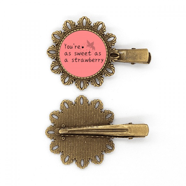 Romantic expresion dulce fresa Tocado de pieza de pelo de horquilla de flor de metal vintage