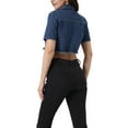 thumbnail image 3 of INSPIRE CHIC Casual Crop Jackets for Women's Collared Short Sleeve Frayed Jean Denim Jacket XS Blue, 3 of 6
