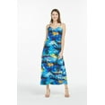 thumbnail image 3 of Women's Hawaiian Luau Floral Print Maxi Sweetheart Dress S Sunset Blue, 3 of 5
