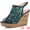 Blue Green, variant on Women's Open Toe Platform Heel Lace Wedges Sandals Deep Blue 8