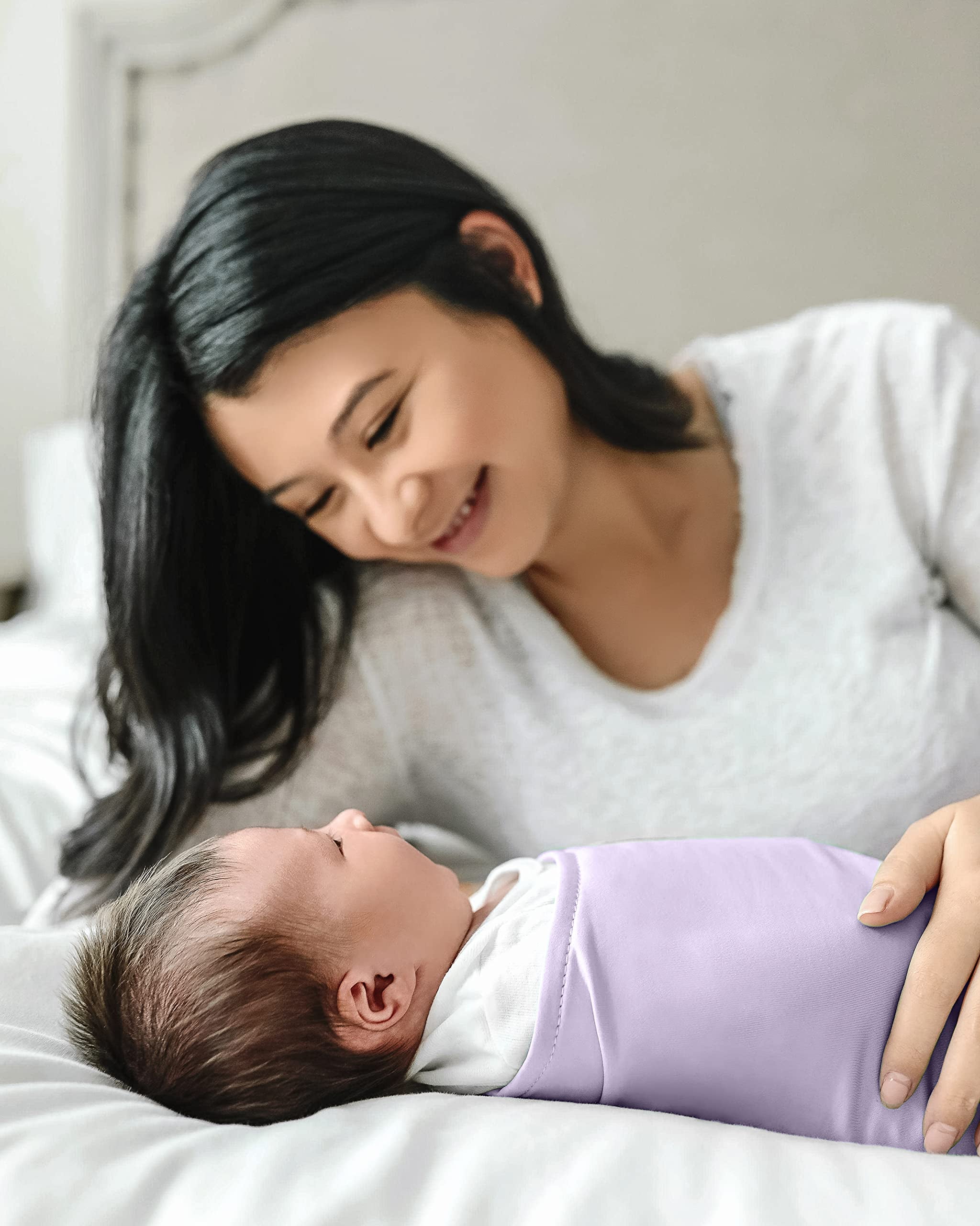 The Ollie Swaddle -- Helps to Reduce The Moro (Startle) Reflex -- Made from a Custom Designed Moisture-Wicking Material (Lavender)