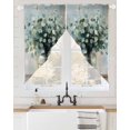 thumbnail image 2 of Spring Eucalyptus Swag Valances for Windows, Pastoral Botanical Leaf Retro Rustic Rod Pocket Sheer Valances for Large Windows, Swag Toppers Light Filtering for Kitchen Living Room 2 Panels 36''x63'', 2 of 6