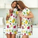 thumbnail image 4 of Fotbe Strawberry and Lemon Bata de Dormir para Mujer con Estampado, Camisón de Algodón de Manga Corta, Ropa de Dormir Casual, 4 of 6