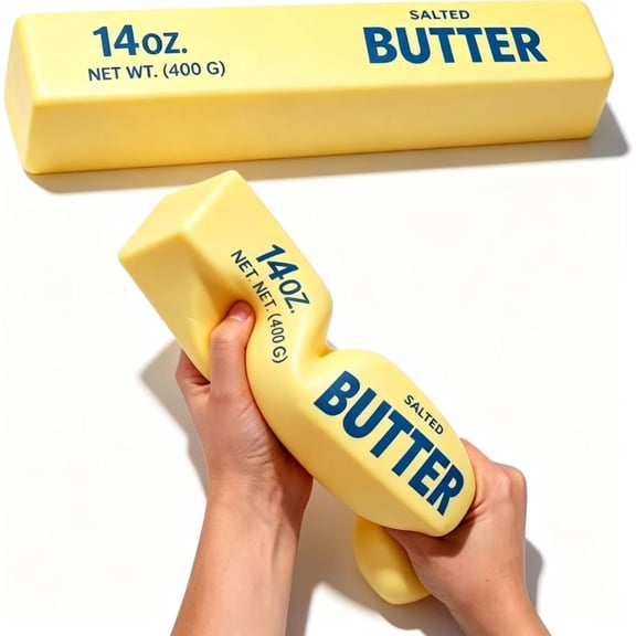Jumbo 14oz Butter Stick Squishy, 9.1 Inch Slow Rebound Realistic Food Shaped Squeeze Accessory for Stress Relief & Anxiety Relaxation