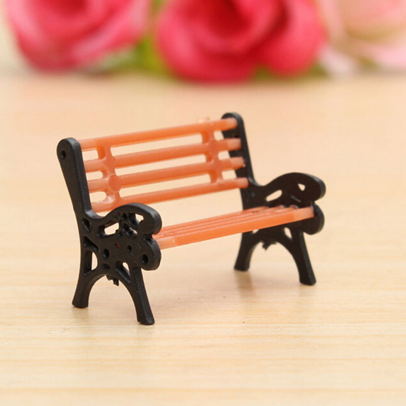 Figurines Mini Garden Ornament Miniature Park Seat Bench Craft Fairy Dollhouse 