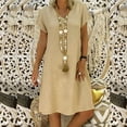 thumbnail image 1 of CHOK Robes Grandes Tailles pour Femmes Robes T-Shirt Robes pour Femmes Grandes Tailles Manches Courtes Col en V Robe d'Été Ample en Coton et Lin Haut Chemise Robe pour Femmes 2022 Robes de Plage, 1 of 6