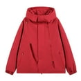 thumbnail image 2 of Maoxin Men's Jacket Men's Stitching Drawstring Hooded Slim Fashion Jacket Coat Outwear Jackets for Men , Red , M, 2 of 4