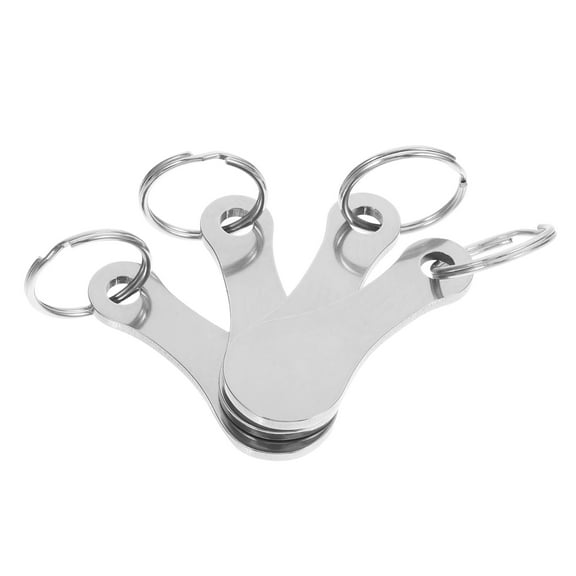 Soimiss 4pcs Coin Holder Keychain Stainless Steel Sleek And Simple Circular Ring For Transporting Items