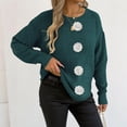 thumbnail image 6 of Floral Crew Neck Sweaters Womens Fall Chunky Knit Pullover Tops Loose Fashion Long Sleeve Ladies Sweater Green, M, 6 of 6