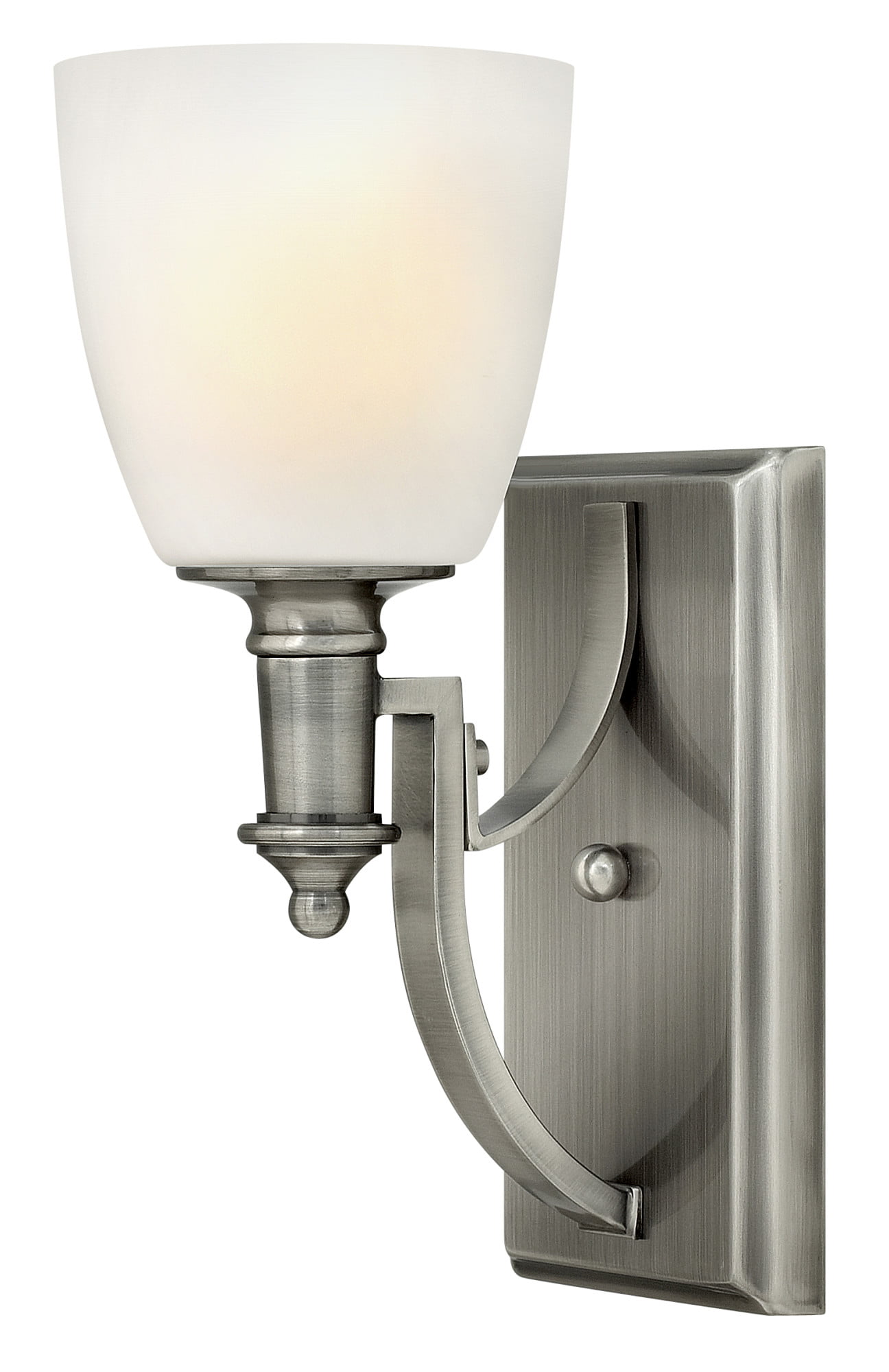 Hinkley Lighting Polished Antique Nickel And Etched Opal Glass Wall Sconce 