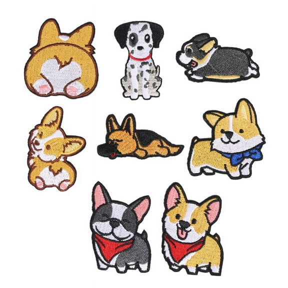 8 Pcs Cute Dog Patches for Clothing, Badge Embroidery Patch, Iron on Sew on Embroidered Decoration Appliques for Clothes