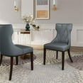 thumbnail image 2 of Manhattan Comfort Reine 18.5" Faux Leather Dining Chair in Pebble (Set of 2), 2 of 11