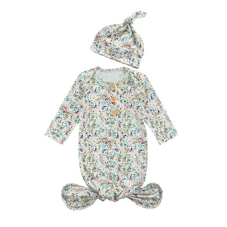 

One Opening Infant Kids Cartoon Pattern Print Round Neck Long Sleeve Sleepwear