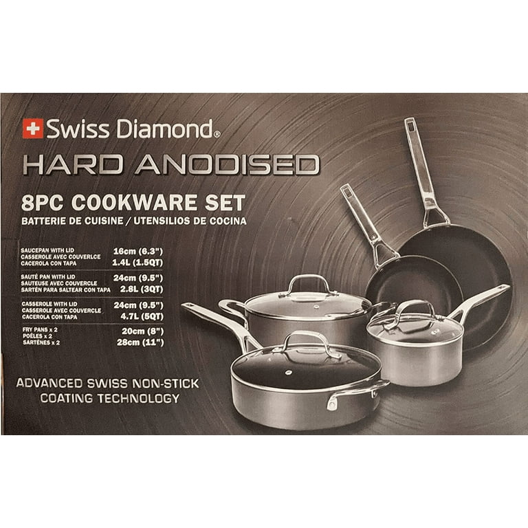 Swiss Diamond Hard Anodised 3 qt Nonstick Saute Pan w/Glass Lid