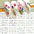NEWSPIED 12 Sheets Flower Nail Art Stickers Decals Summer Lily Nail