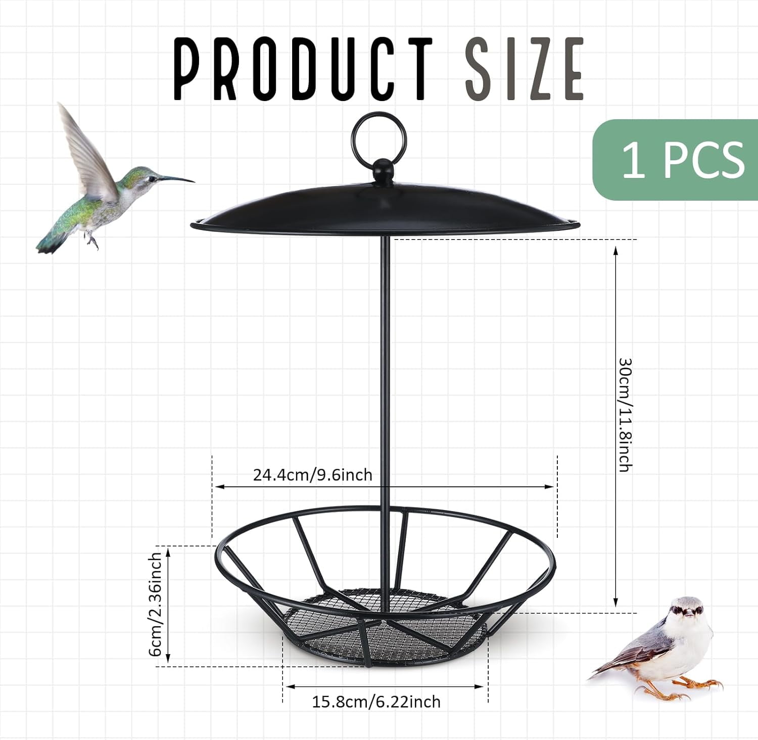 TAVENE Outdoor Garden Backyard Wild Birdfeeding Bird Feeders for Outdoors, 1 Pack Cylinder S-6-2 Seed Cake Feeder Metal Suet Cake Holder