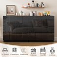thumbnail image 6 of Sideboard Buffet Cabinet with Storage, Modern Accent Cabinet with Doors and Adjustable Shelve, 33 Wood Coffee Bar Cabinet for Kitchen, Entryway, Living Room, High Gloss Black, 6 of 7