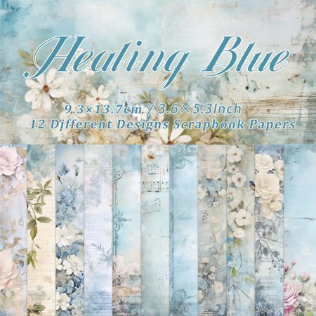 Sky Blue Floral Scrapbook Paper Pack 12 Designs 3.6x5.3 Inch Aesthetic Paper for Journaling Card Making DIY Crafts Spring Easter Mother s Day Projects