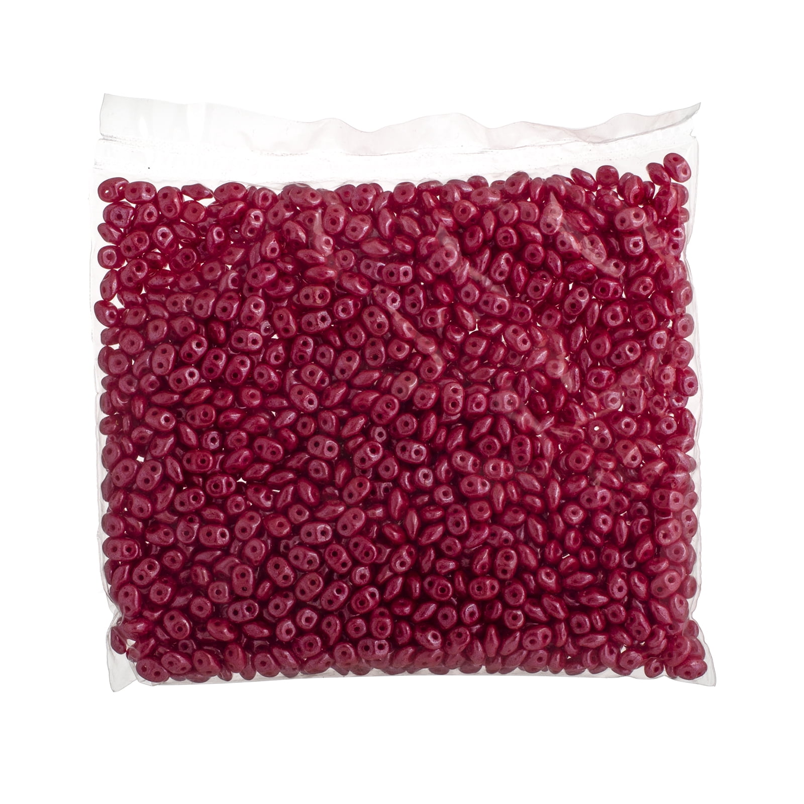 John Bead 100g Czech Glass Superduo 2-Hole Beads 2.5x5mm Opaque Coral Red White Luster