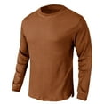 thumbnail image 4 of Men's Waffle Ribbed Knitted Pullover Henley Shirt Slim Fit Cotton Long Sleeve Casual Crew Neck T-Shirt Workout Shirt, 4 of 5