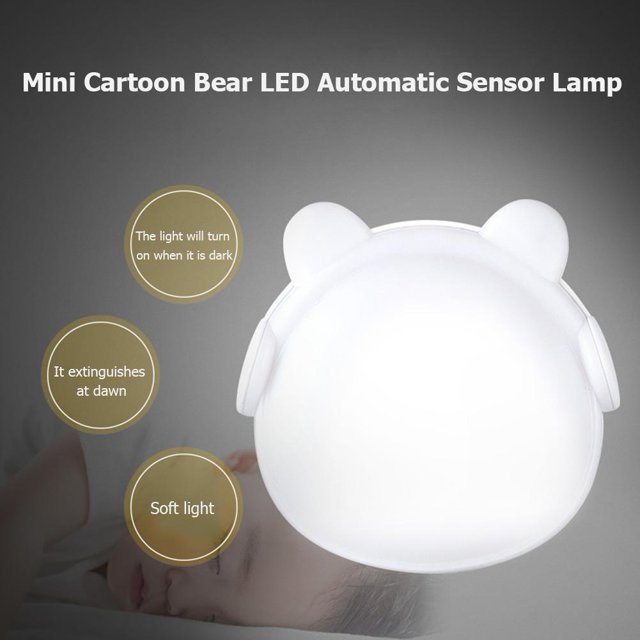 Lámpara Oso de dibujos animados LED Sensor automático Lámpara Control de luz Luz nocturna EE. UU. (Blanco) Ndcxsfigh Nuevos Originales